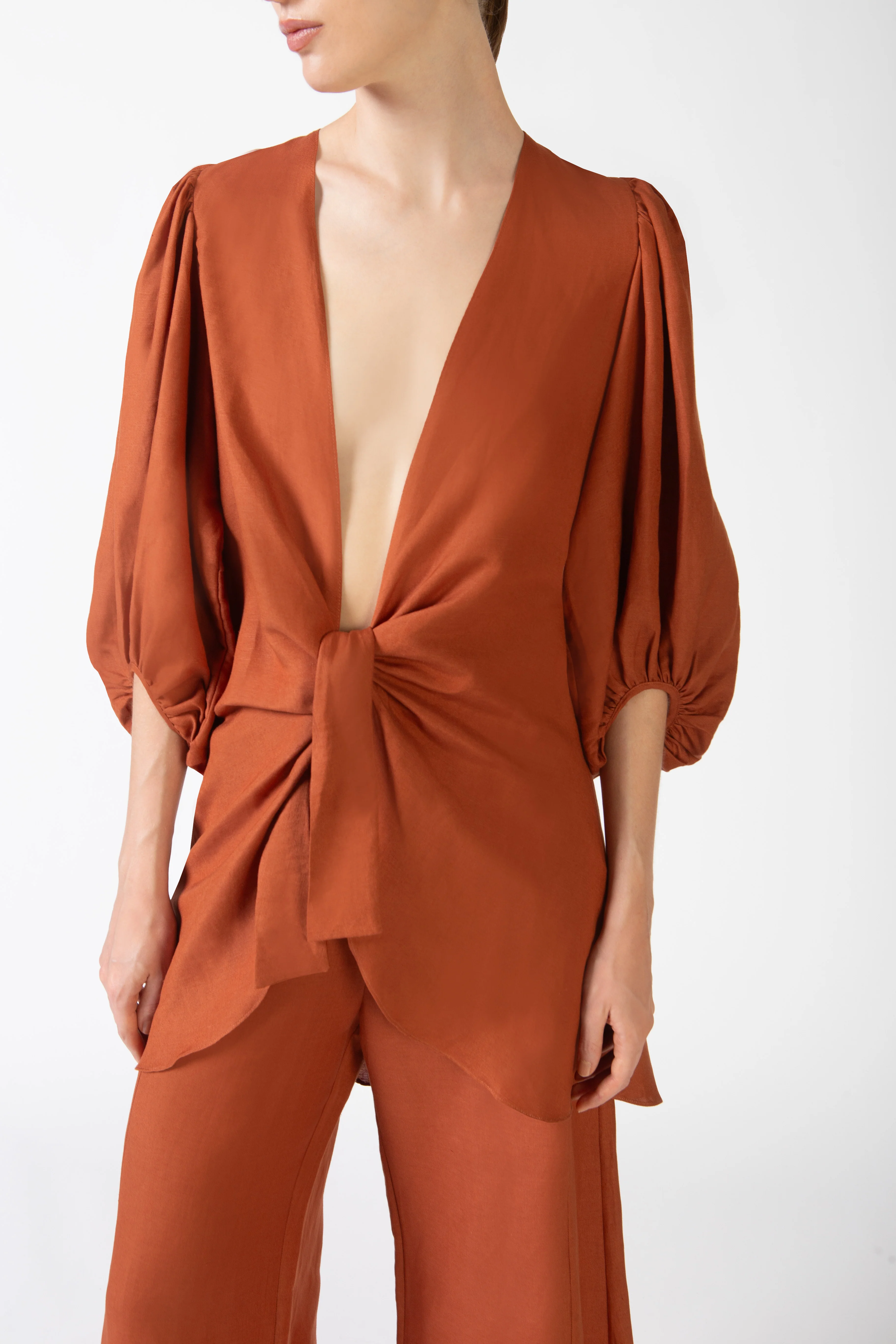 Solid Puff-Sleeved Shirt - Image 4