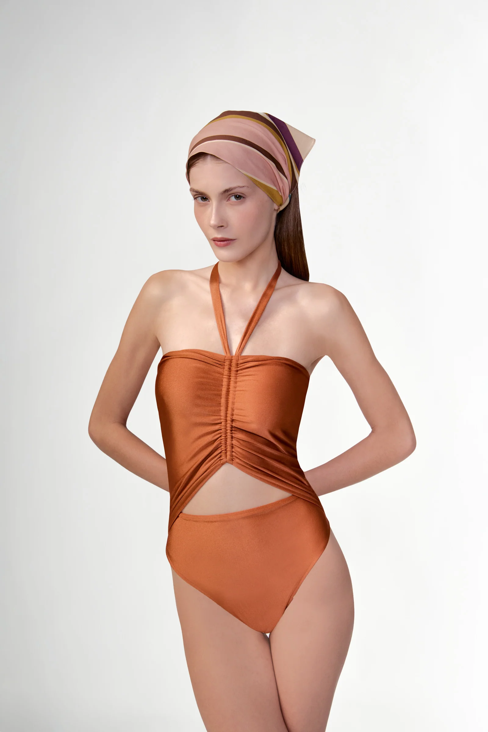 Solid Ruched Swimsuit - Image 6