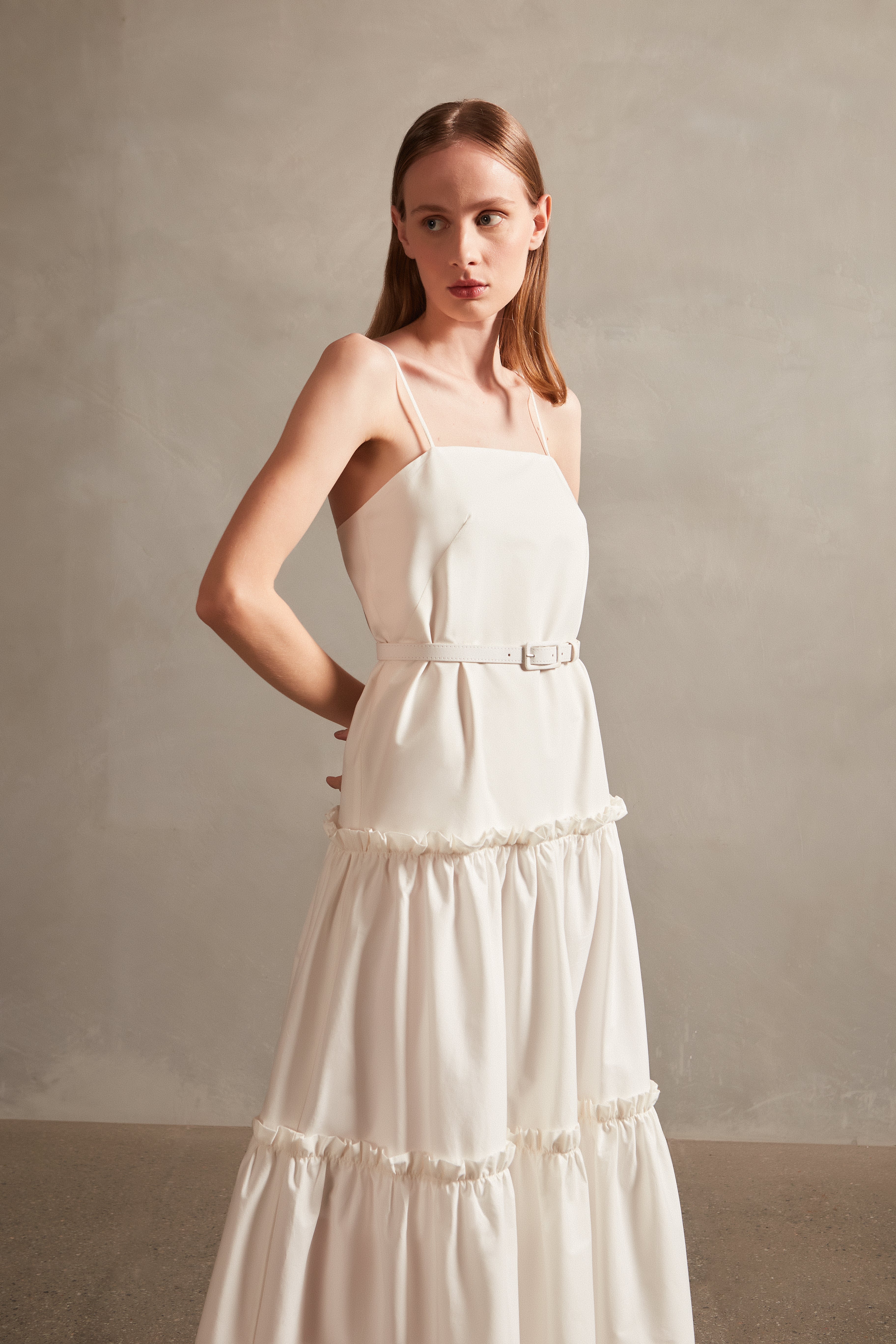 Solid Ruffled Long Dress - Image 3