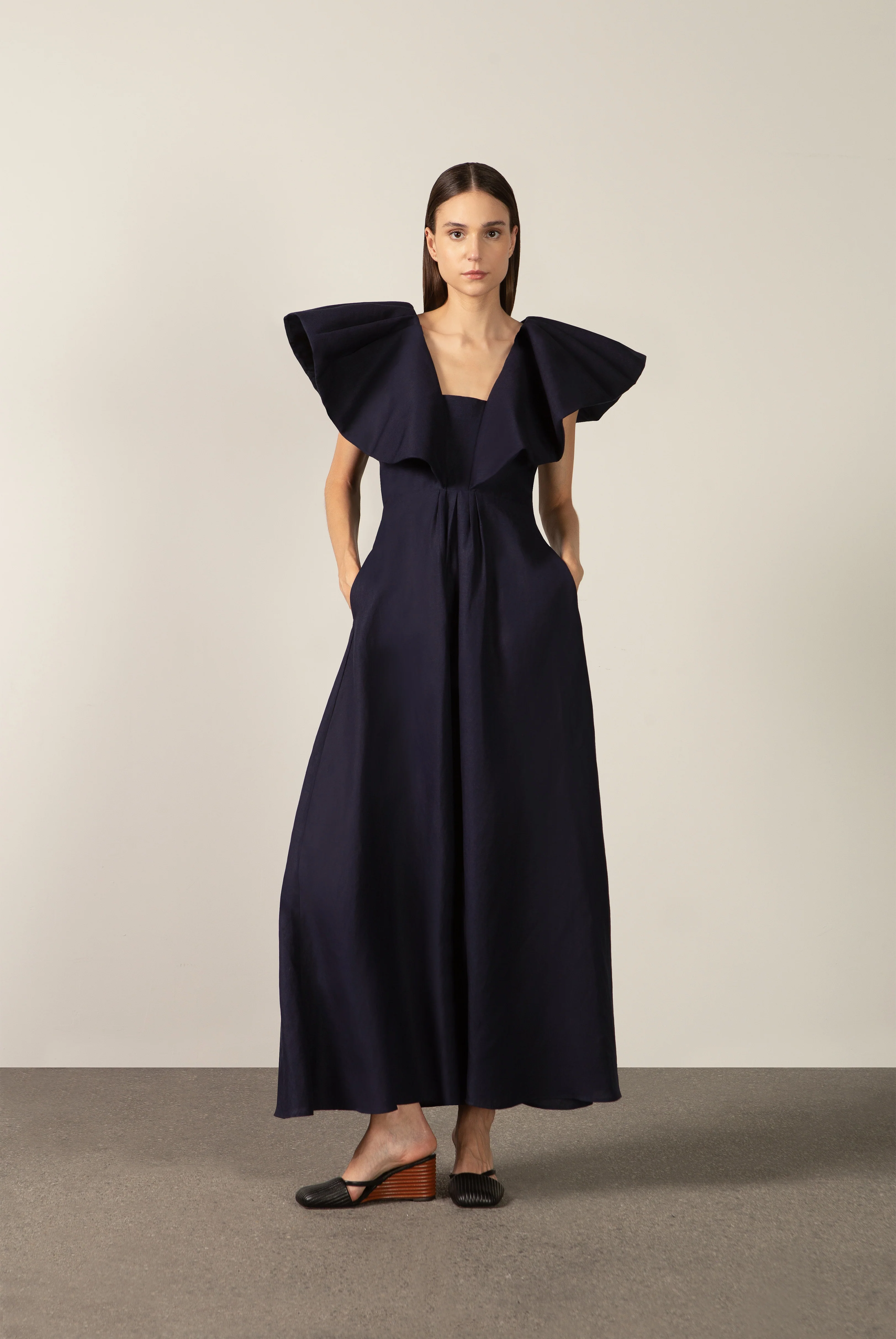 Solid Ruffled Maxi Dress