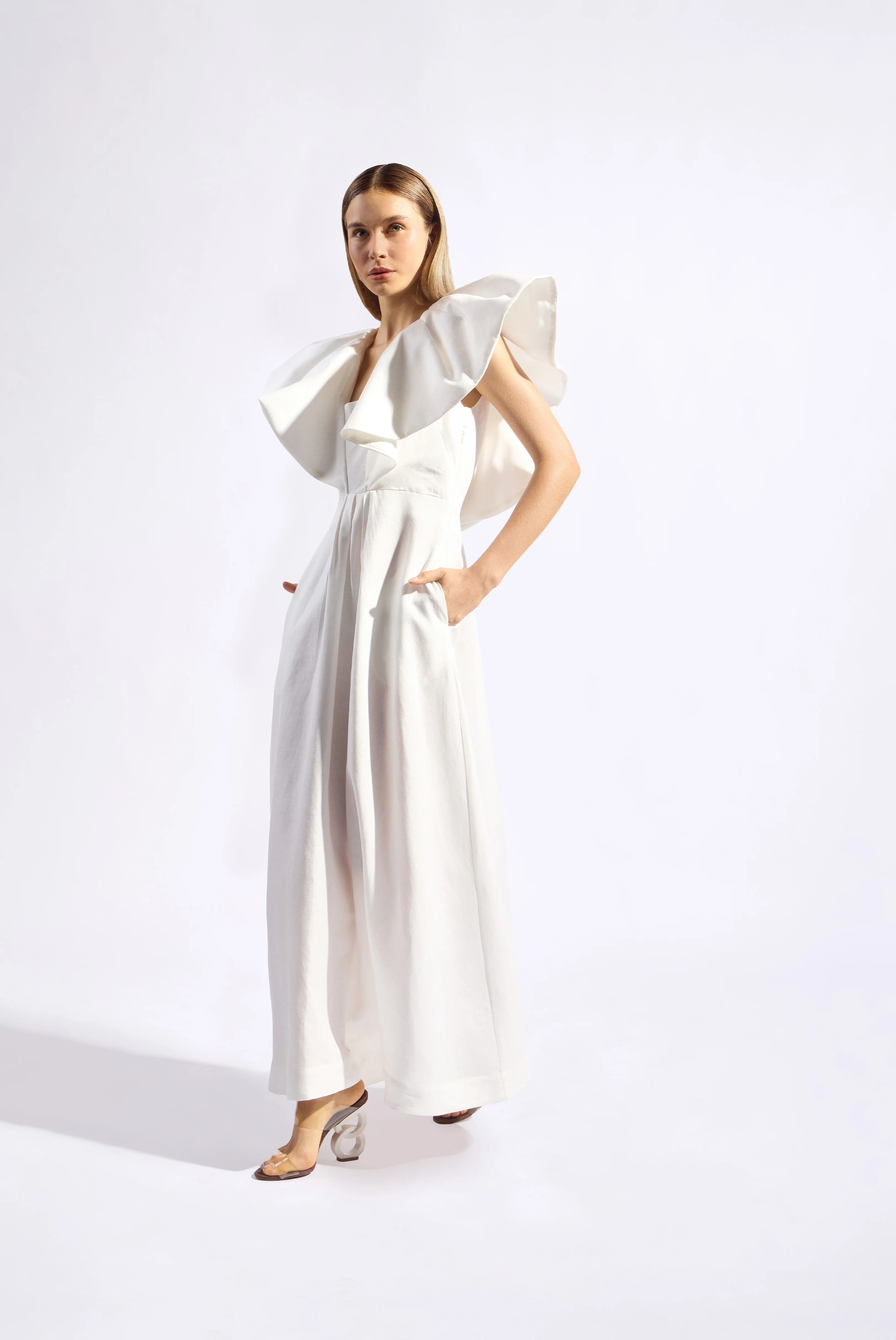 Solid Ruffled Maxi Dress - Image 2