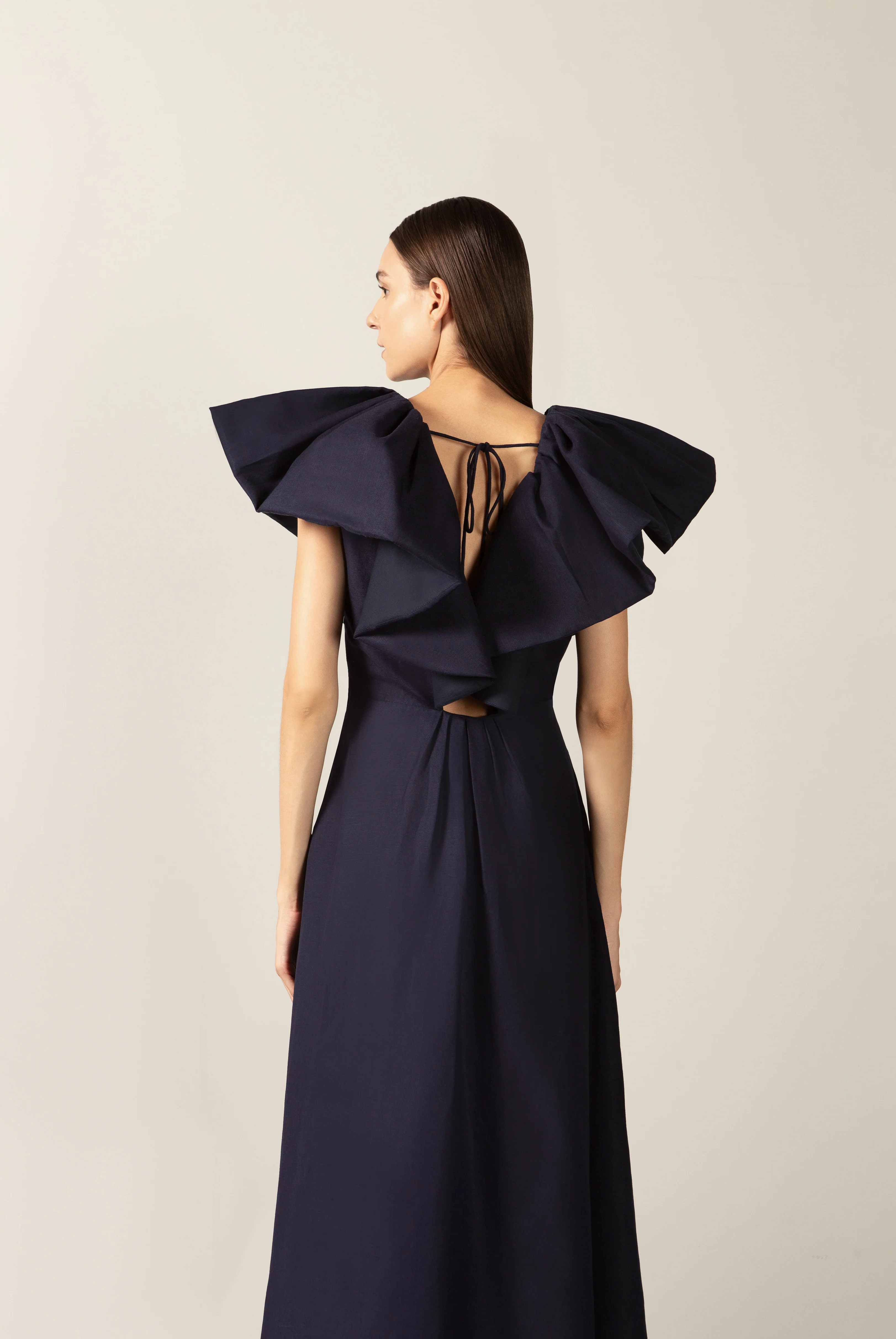 Solid Ruffled Maxi Dress - Image 3