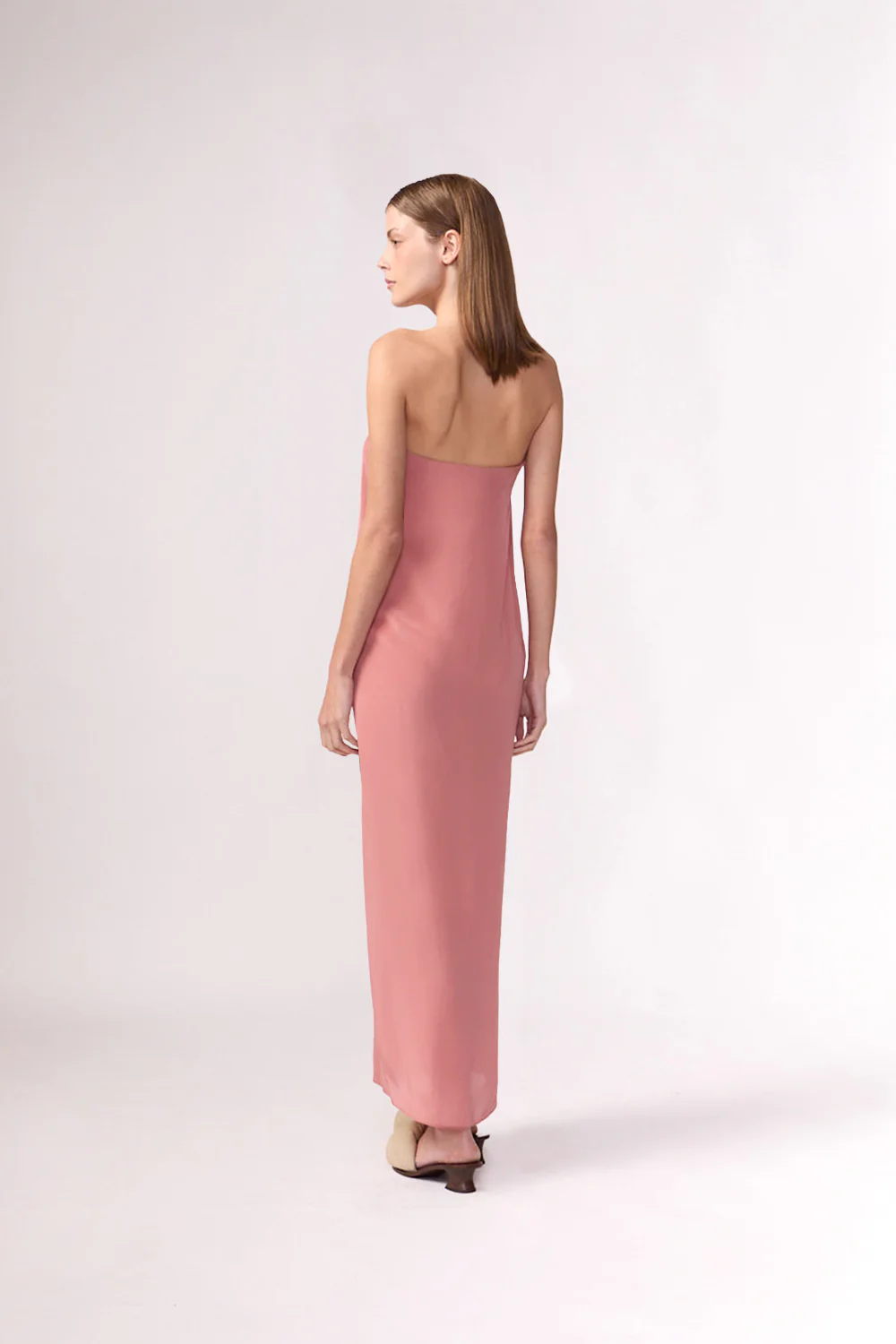 Solid Ruffled Strapless Maxi Dress - Image 2