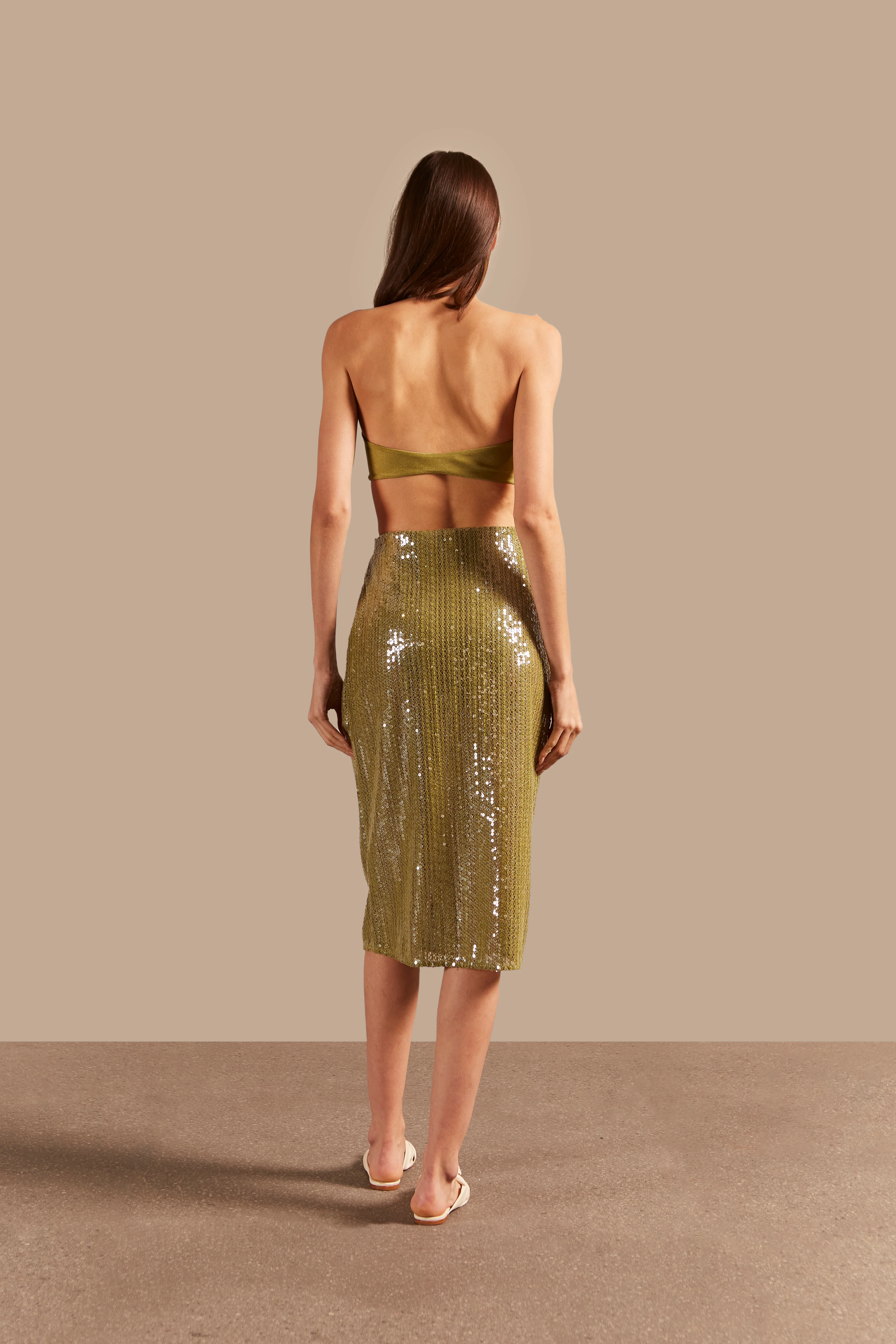 Solid Sequins Midi Skirt - Image 2