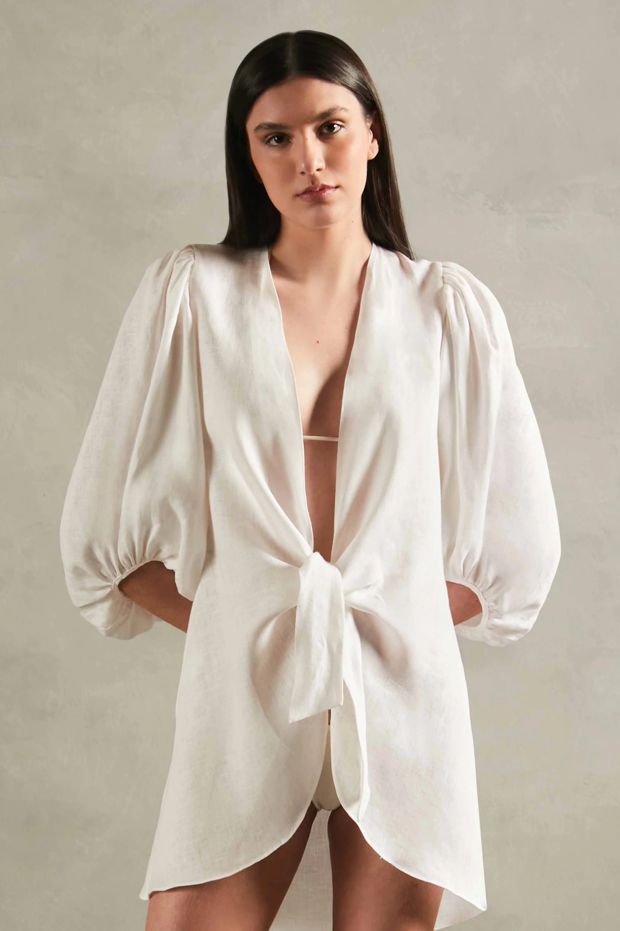 Solid Shirt With Voluminous Sleeves - Image 3