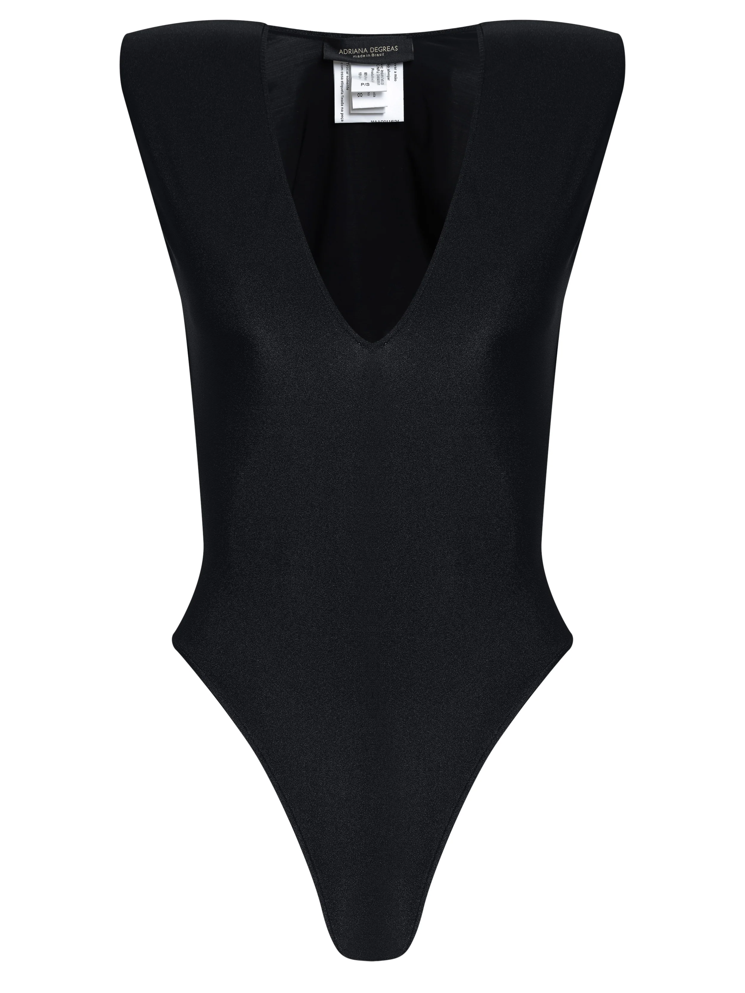 Solid Shoulder-Pad High-Leg Swimsuit - Image 6