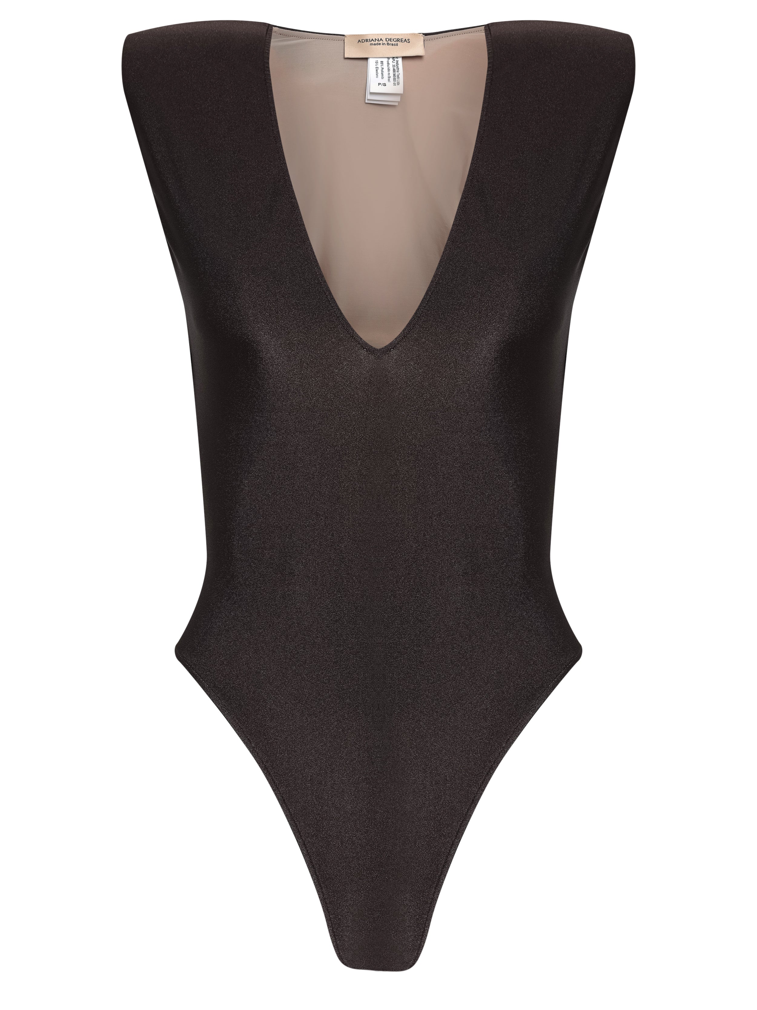 Solid Shoulder-Pad High-Leg Swimsuit - Image 7