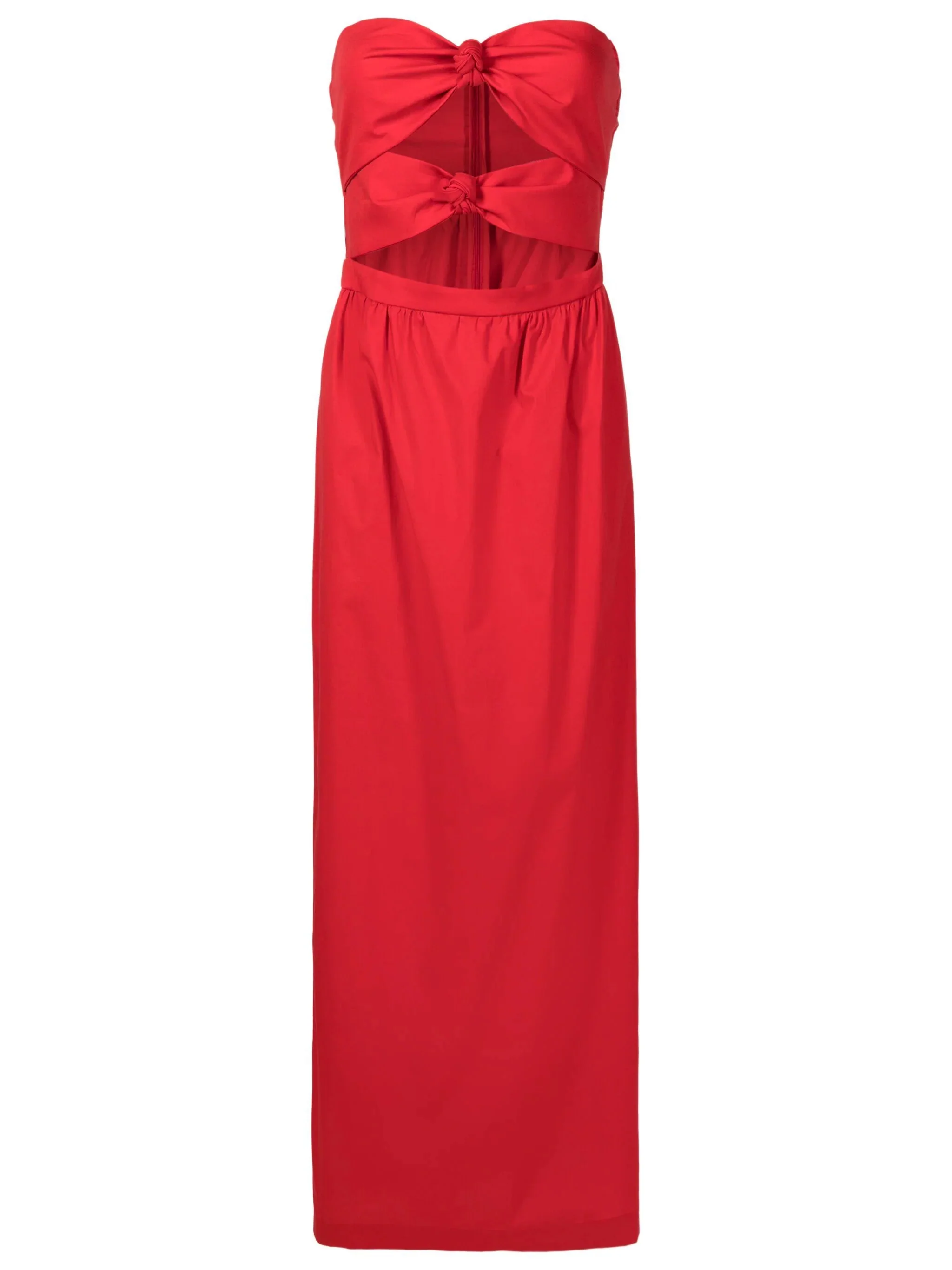 Solid Strapless Double-Knot Long Dress - Image 6