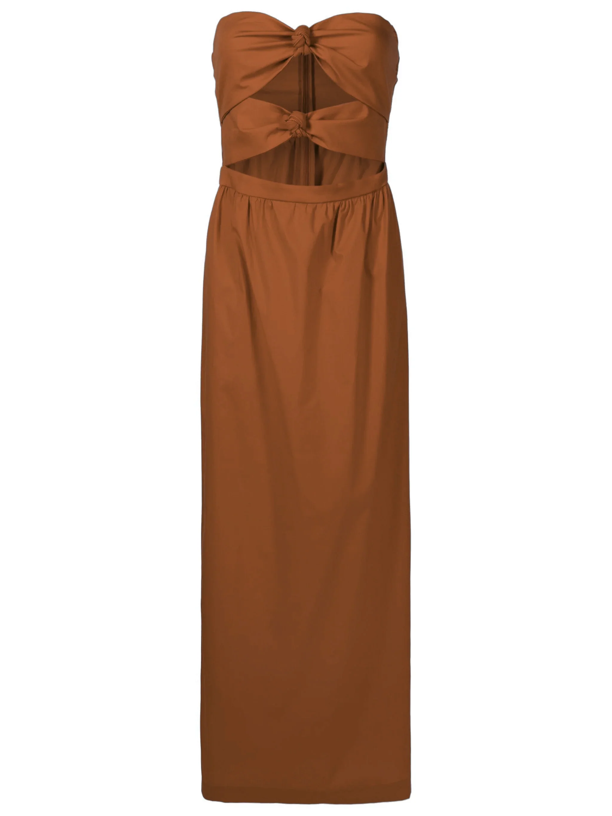 Solid Strapless Double-Knot Long Dress - Image 7