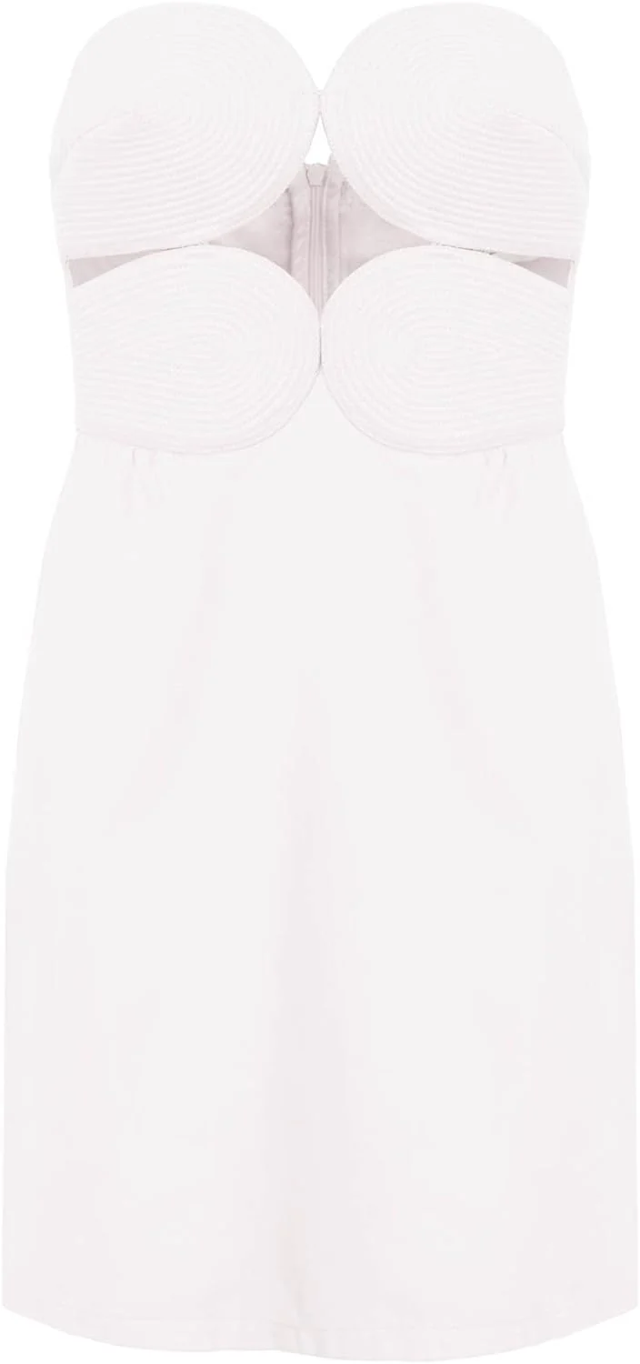 Solid Strapless Matelasse Short Dress - Image 3