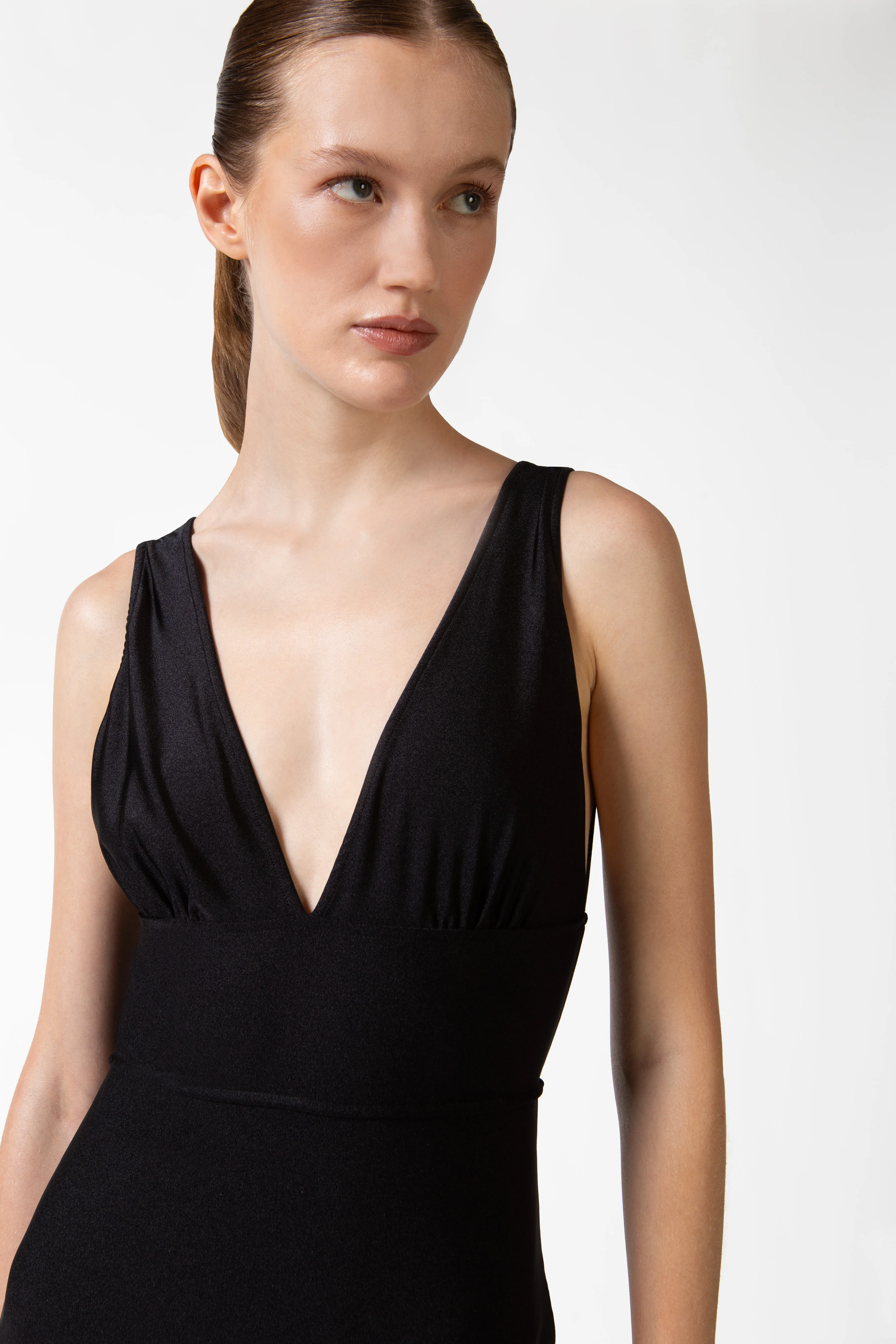 Solid V-Neck Swimsuit - Image 3