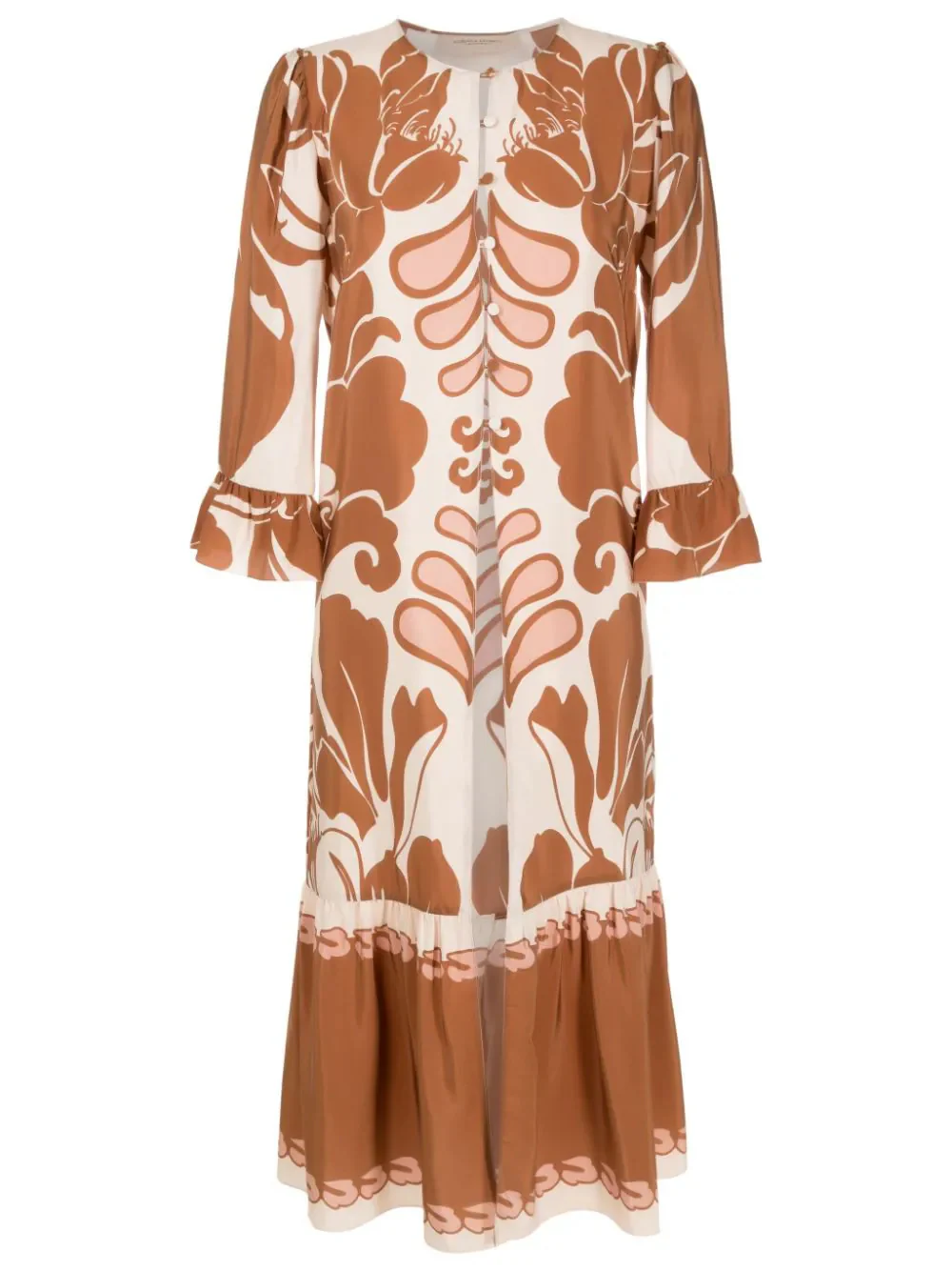 Spray Of Flower Ruffled Midi Robe - Image 6
