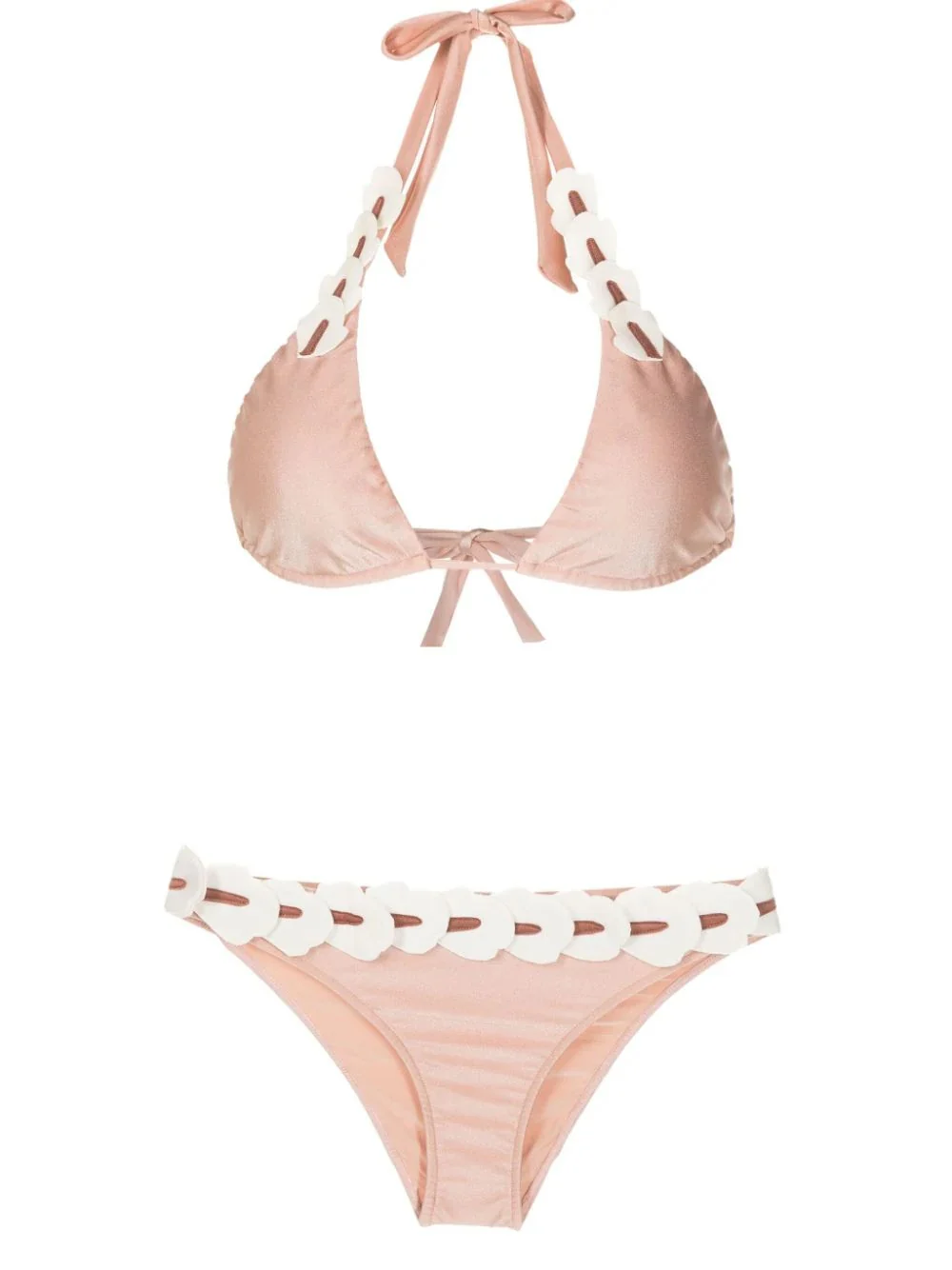 Spray Of Flower Solid Detailed Long Triangle Bikini - Image 5