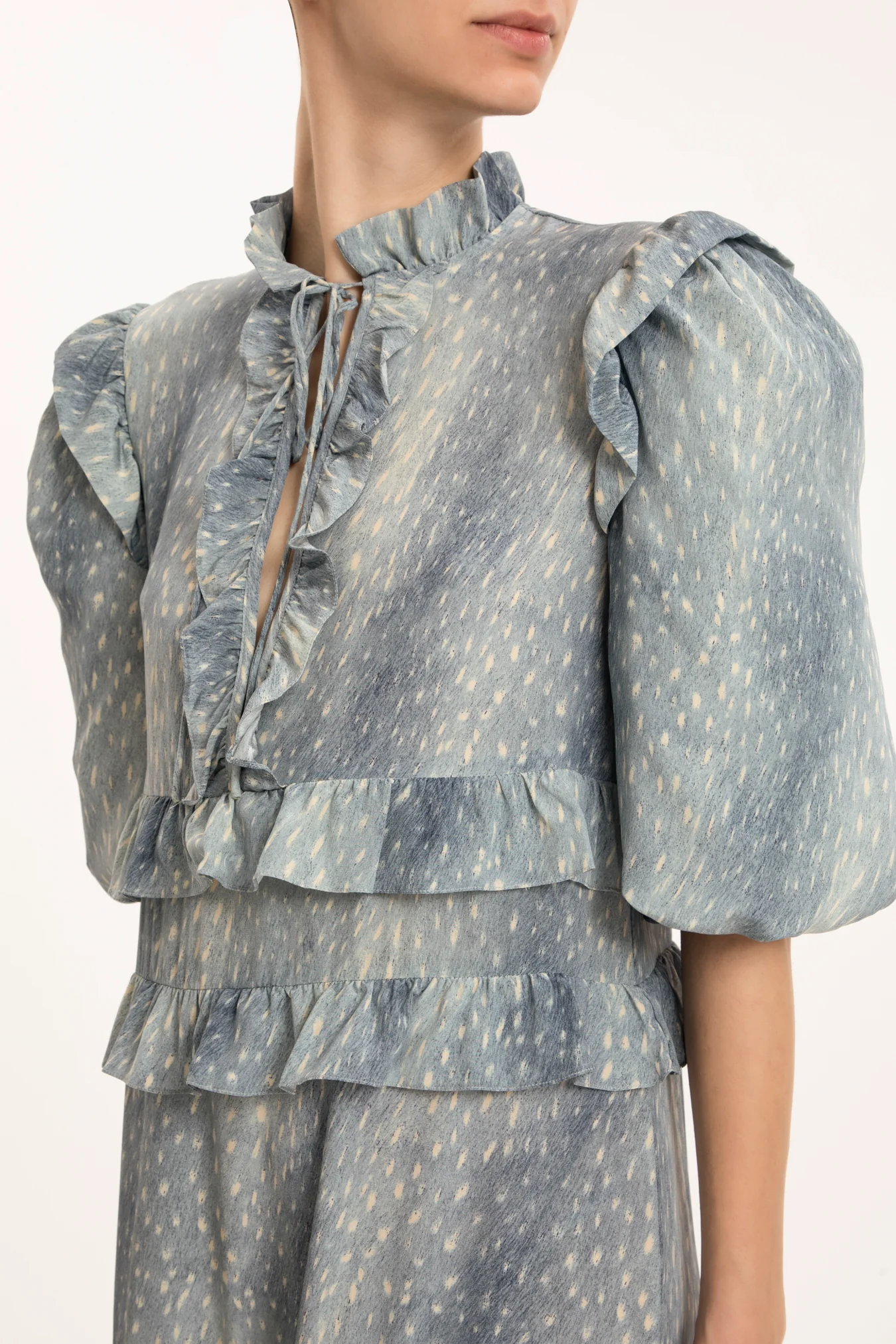 Stone Ruffled Long Dress - Image 3