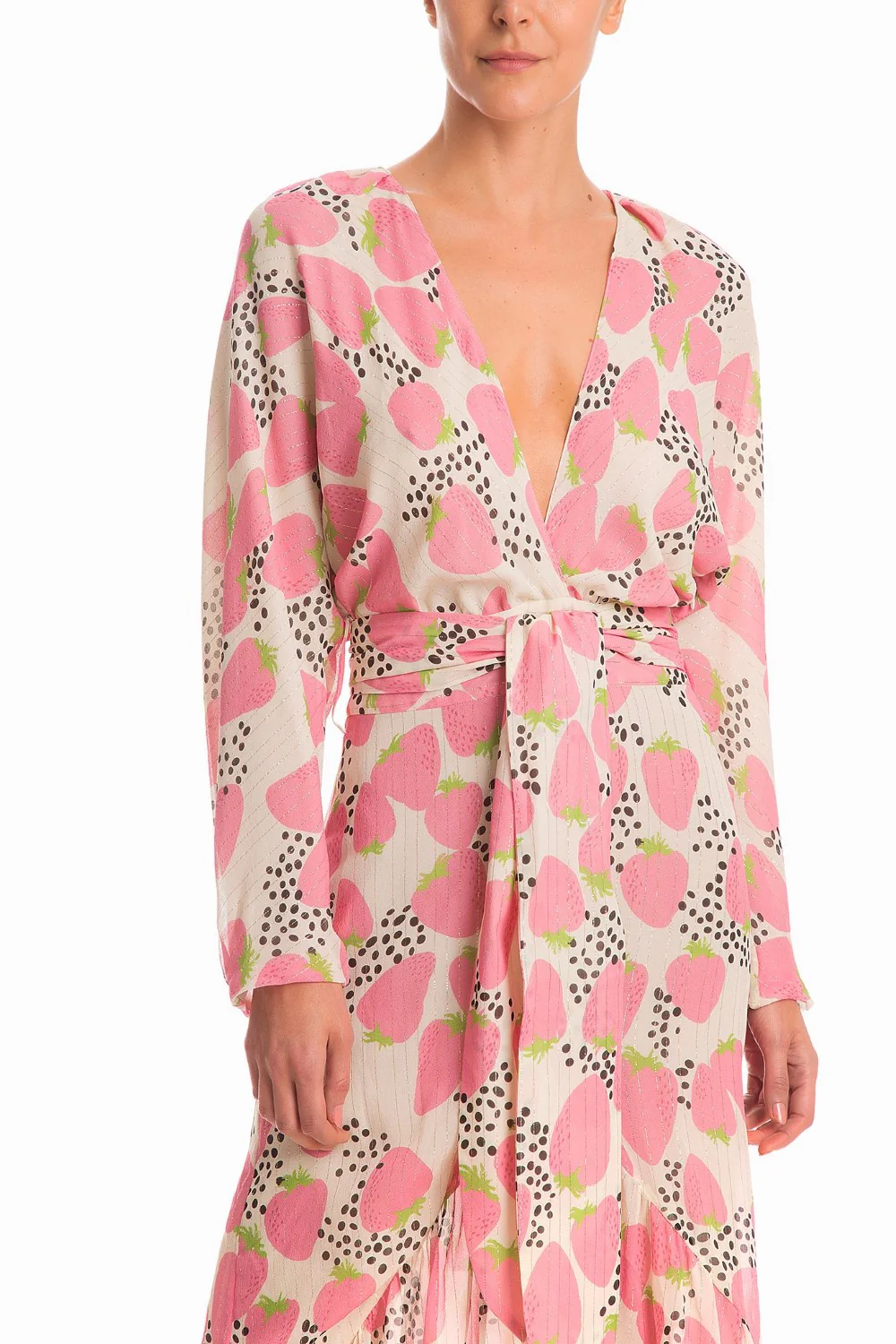 Strawberry Midi Dress With Sash - Image 3