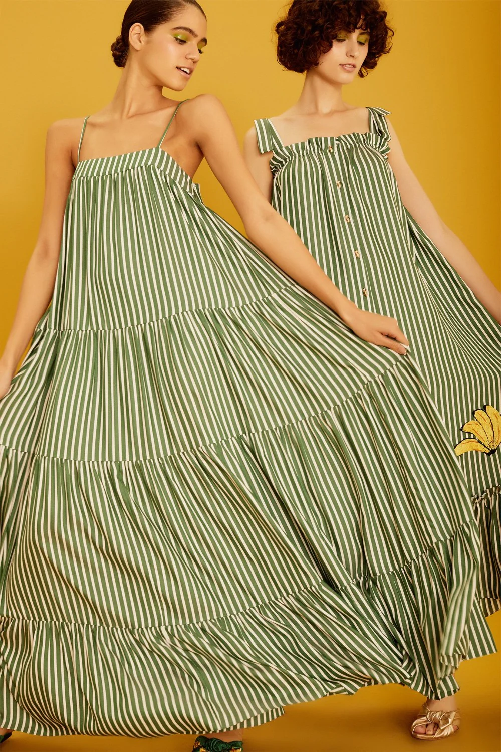 Josephine Striped Long Dress with Banana Detail - Image 4