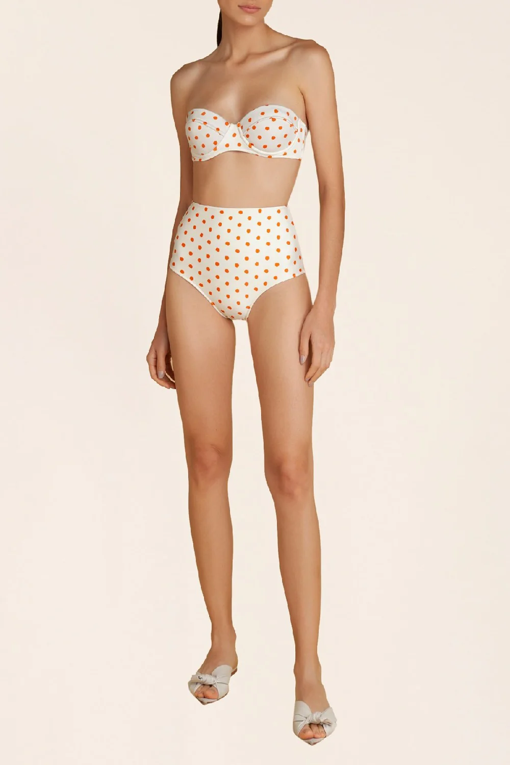 Tangerine Pois High-Waisted Bikini