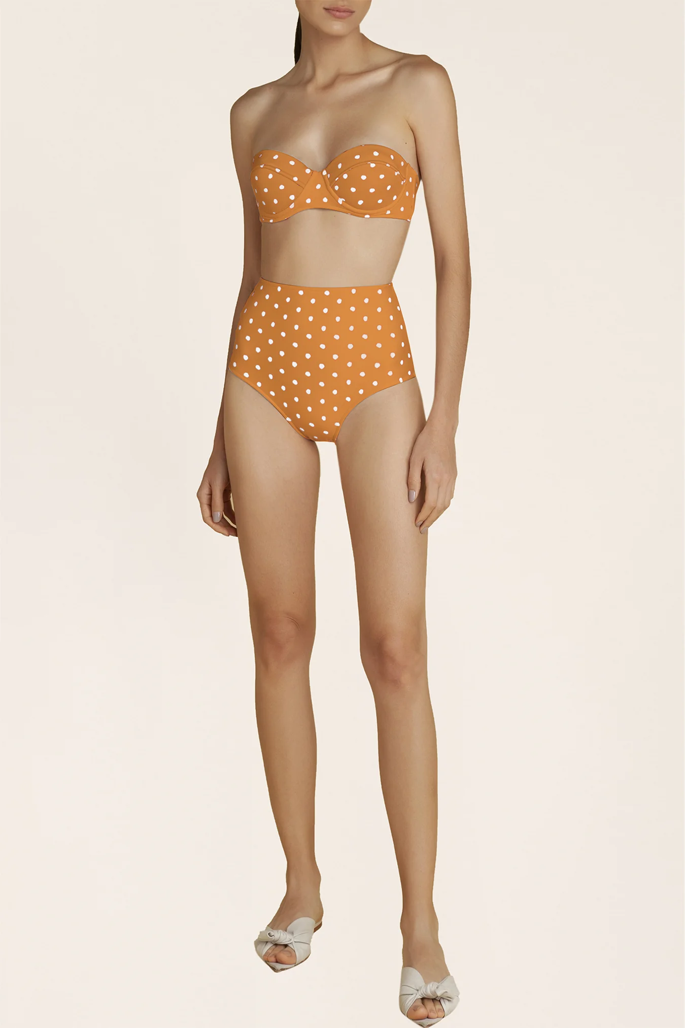 Tangerine Pois High-Waisted Bikini - Image 2