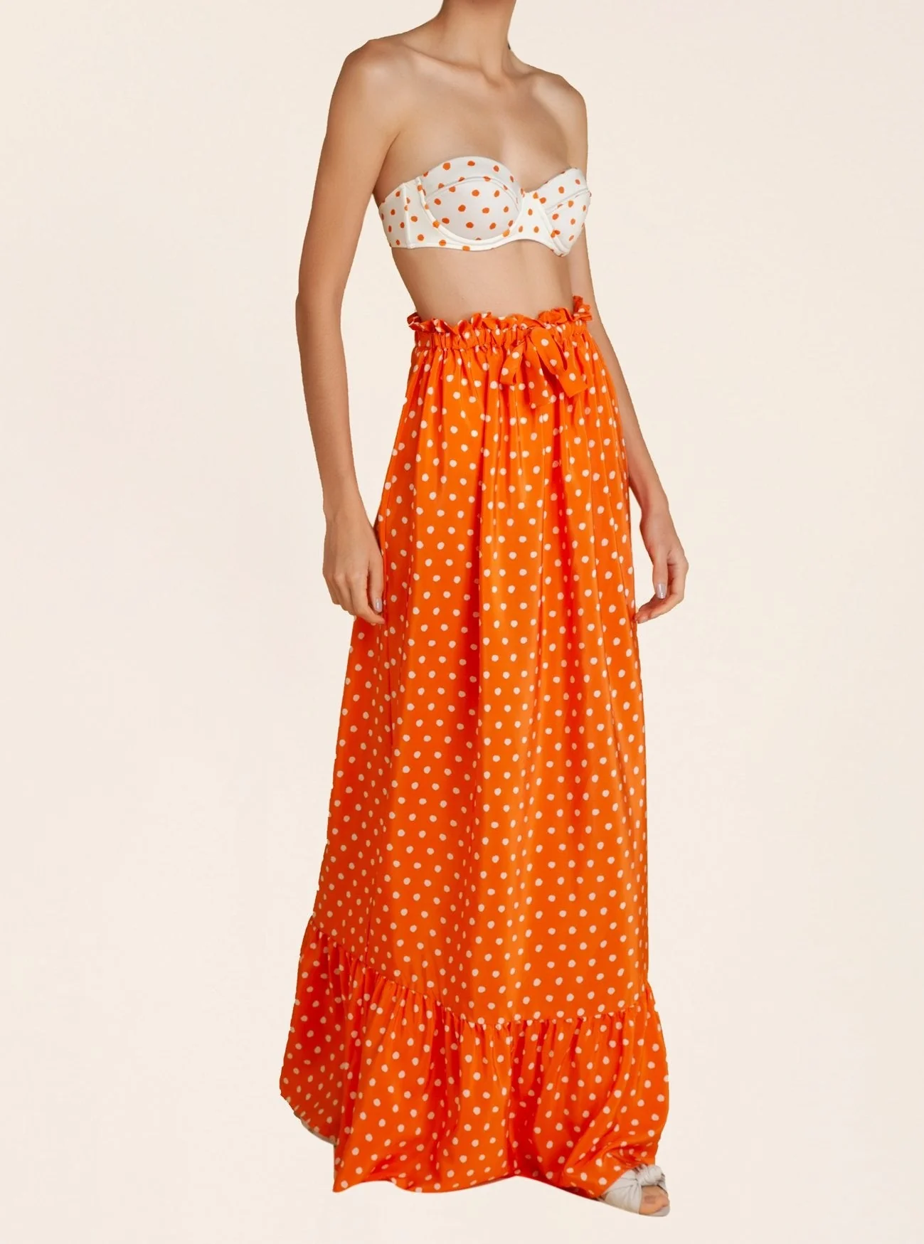 Tangerine Pois High-Waisted Bikini - Image 3
