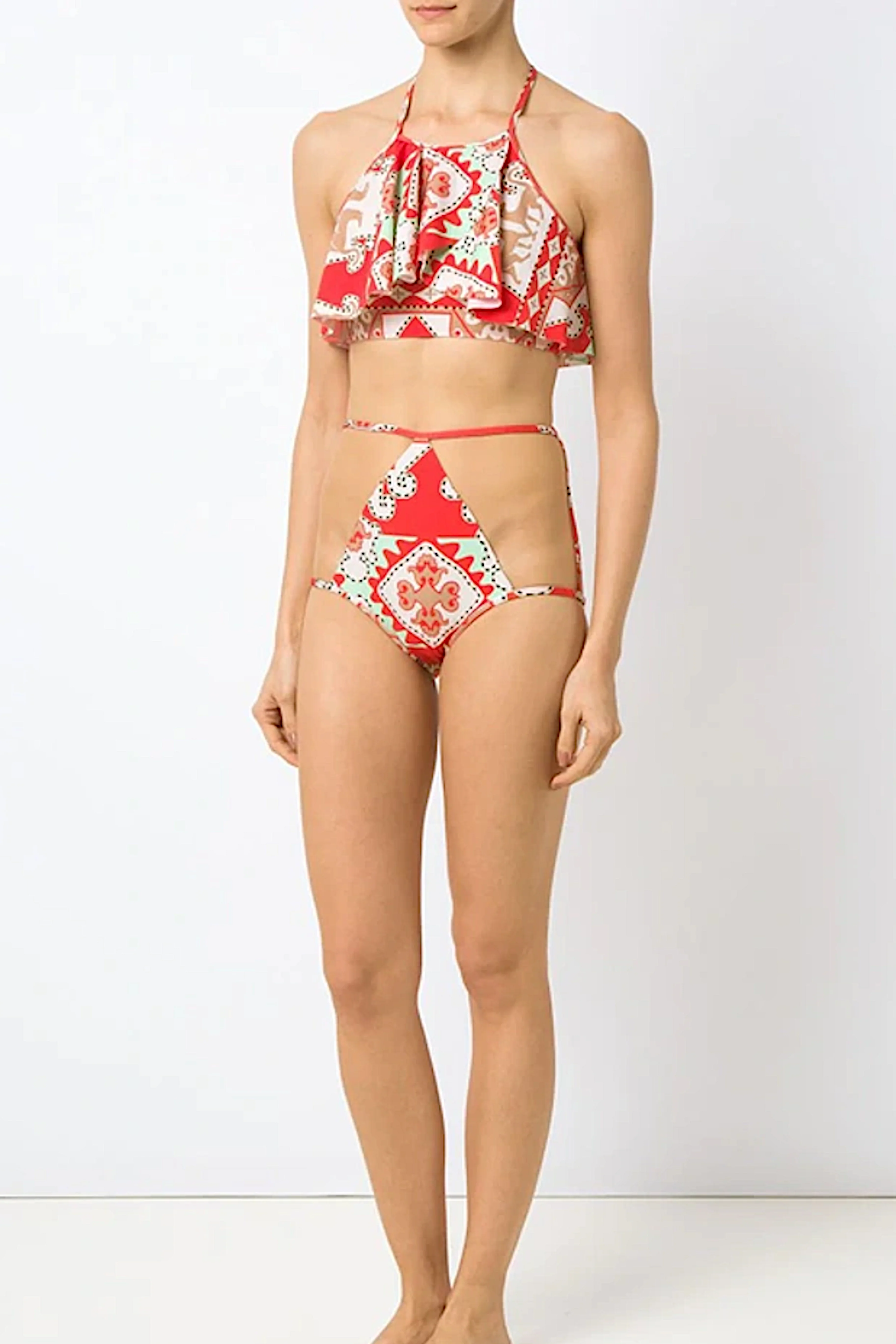 Tapestry Hot Pants Bikini With Tulle - Image 2