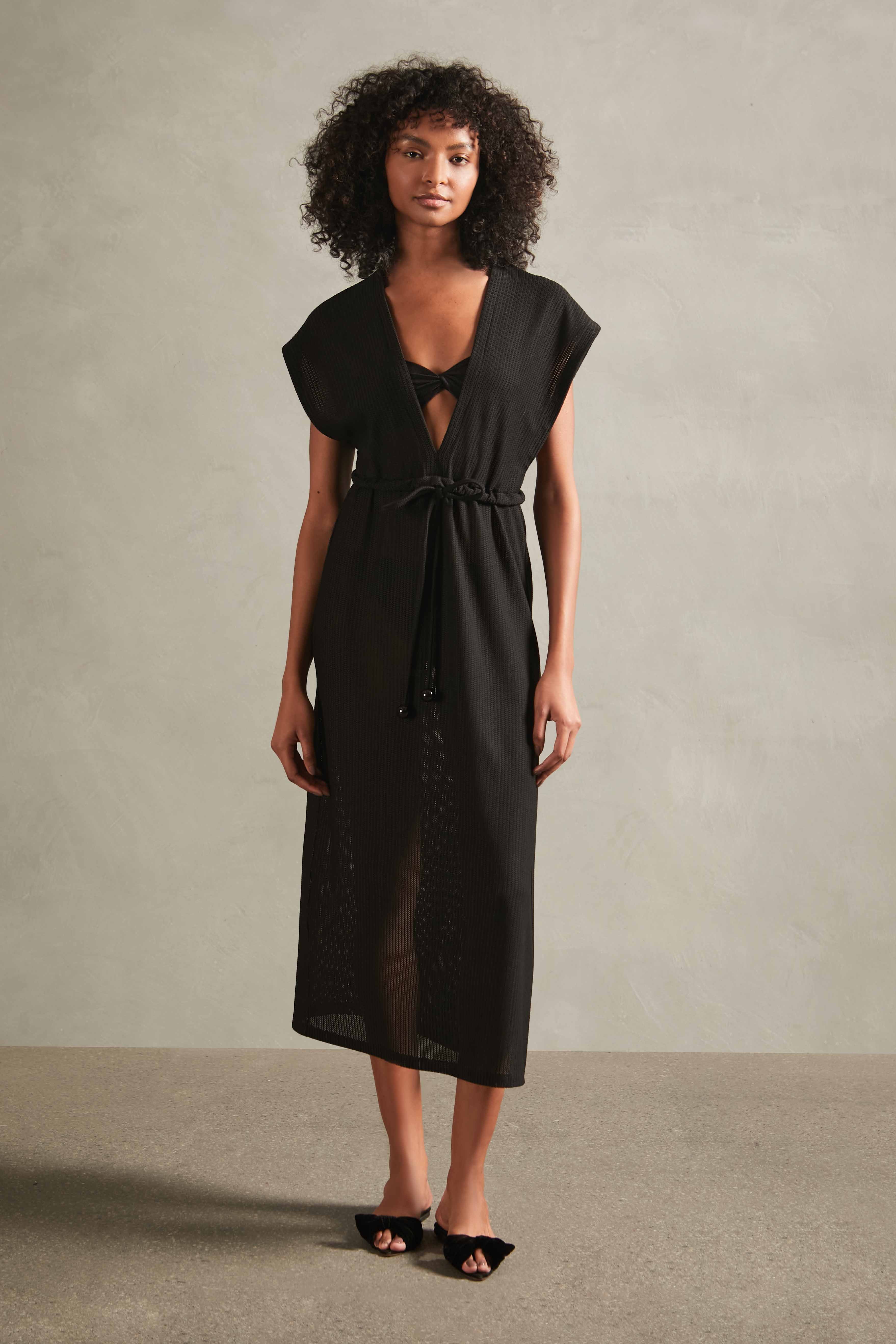 Tricot Frilled Long Dress