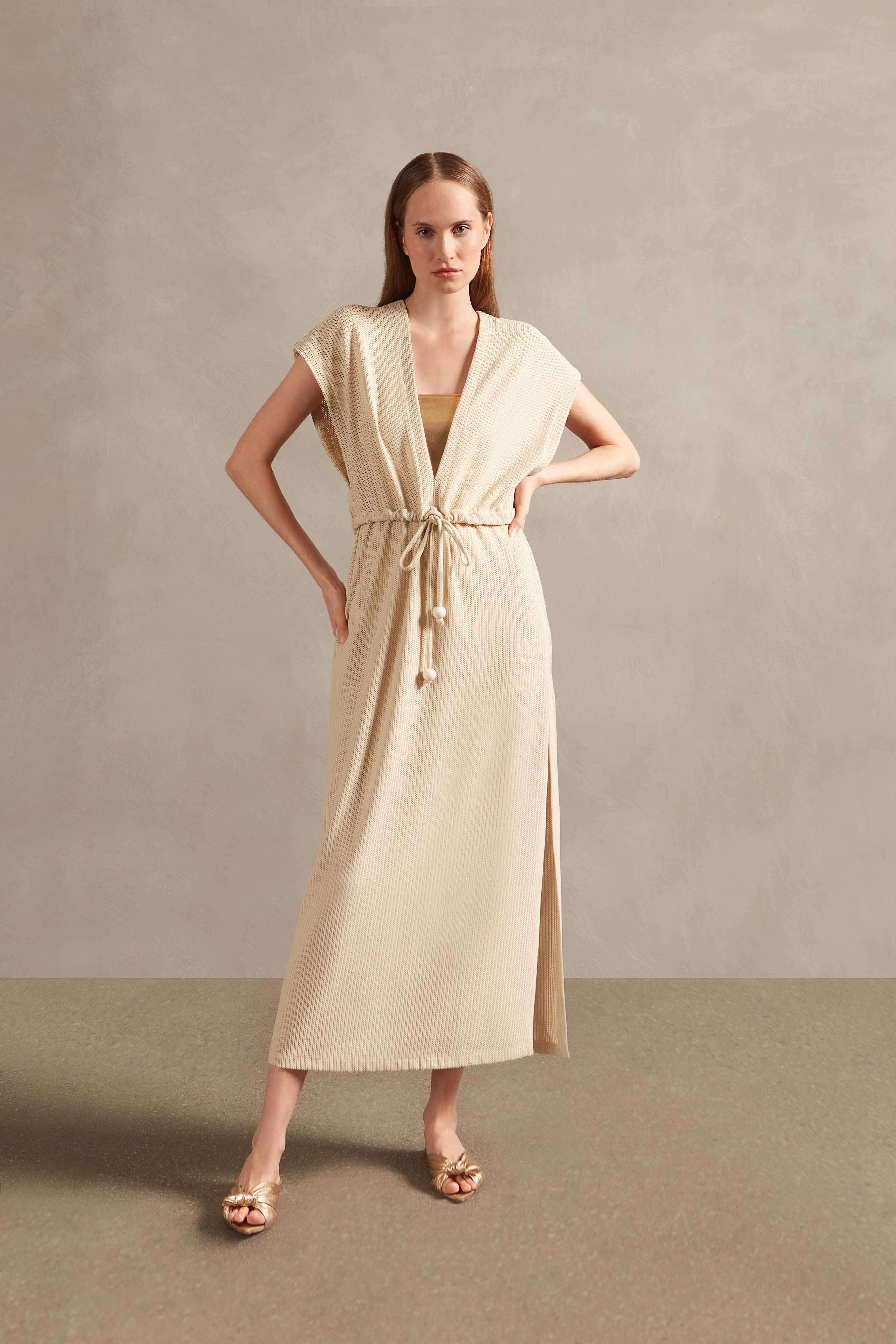 Tricot Frilled Long Dress - Image 2