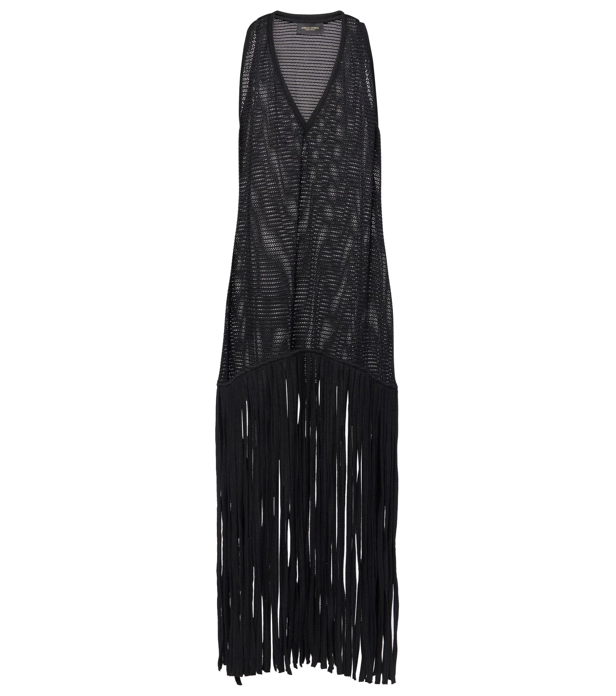 Tricot Knit Long Dress with Fringes - Image 5