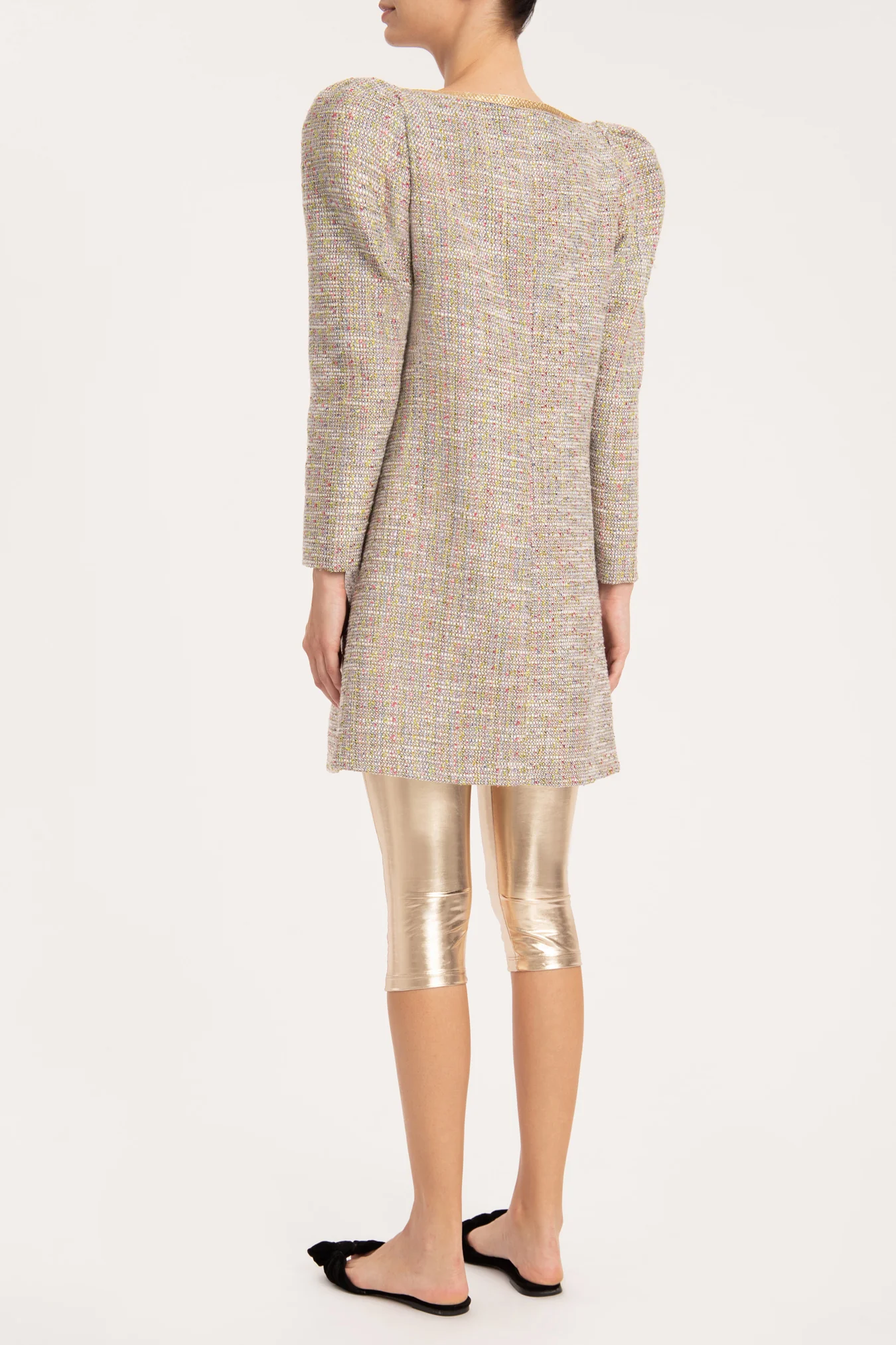 Tweed Long-Sleeved Short Dress - Image 3