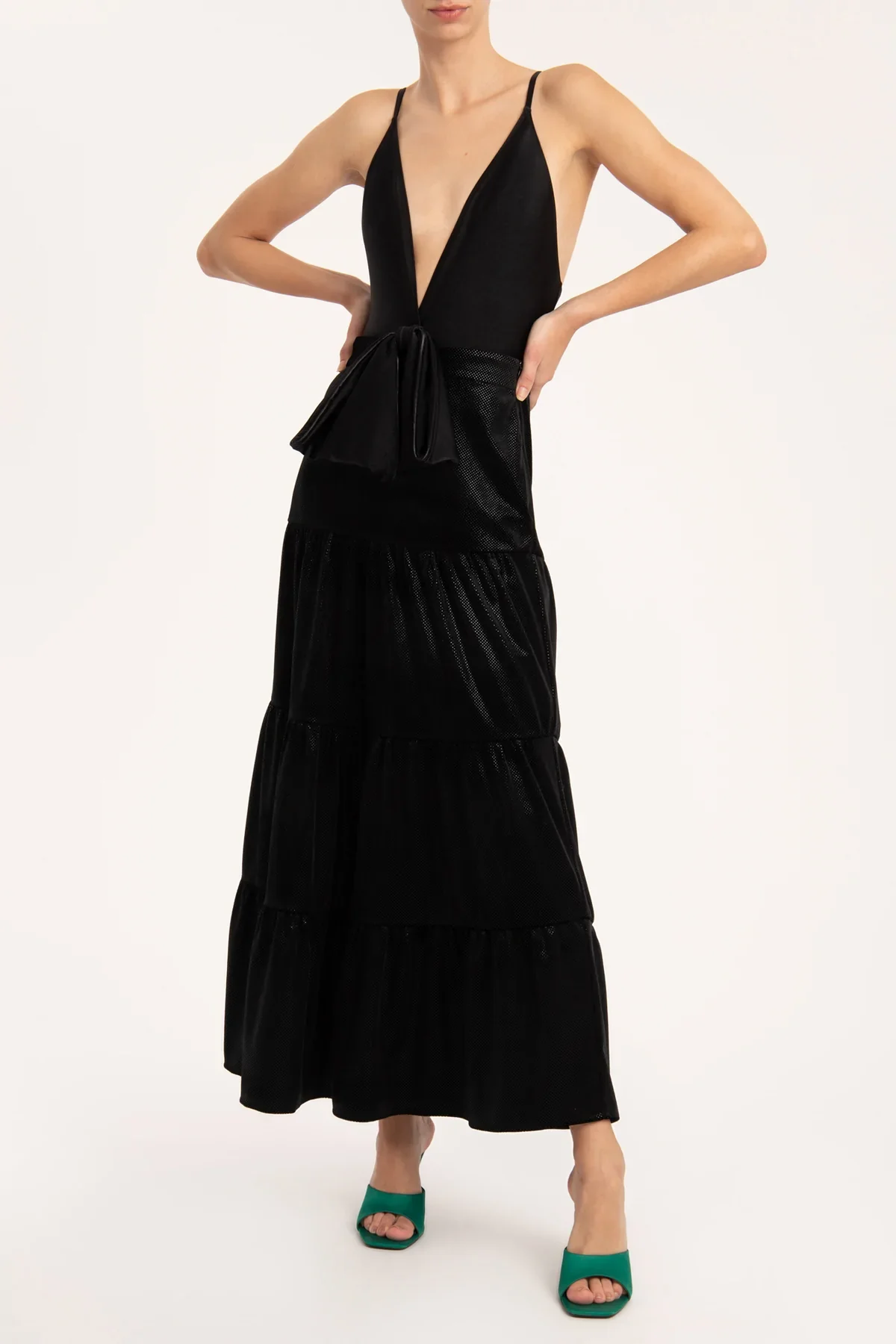 Velvet Pois Long Skirt - Image 3