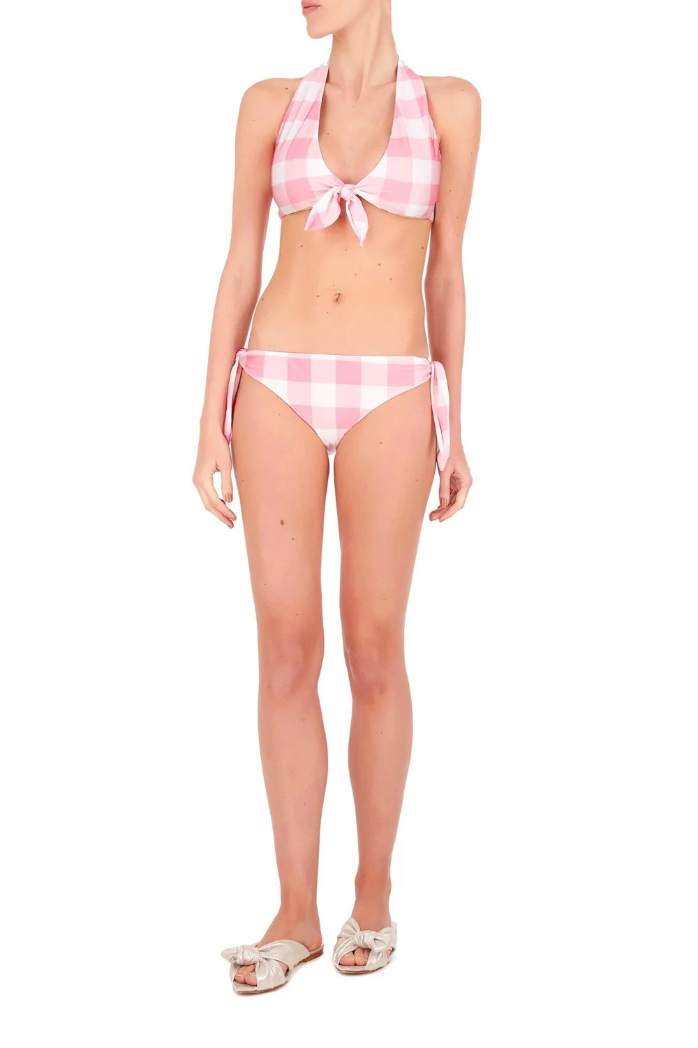 Vichy Halterneck Bikini with Knot - Image 3