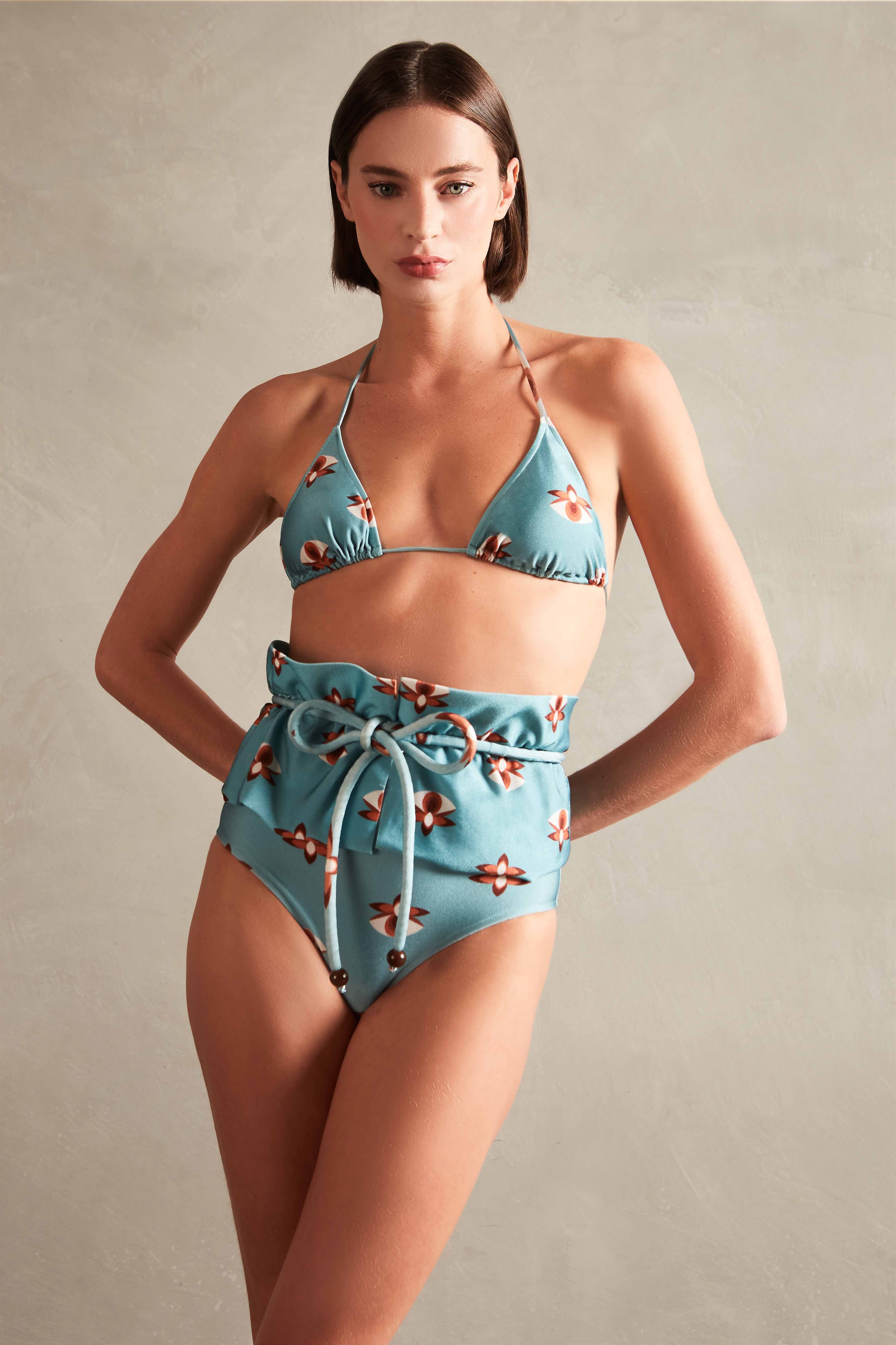 Vintage Orchid High-Waisted Peplum Bikini