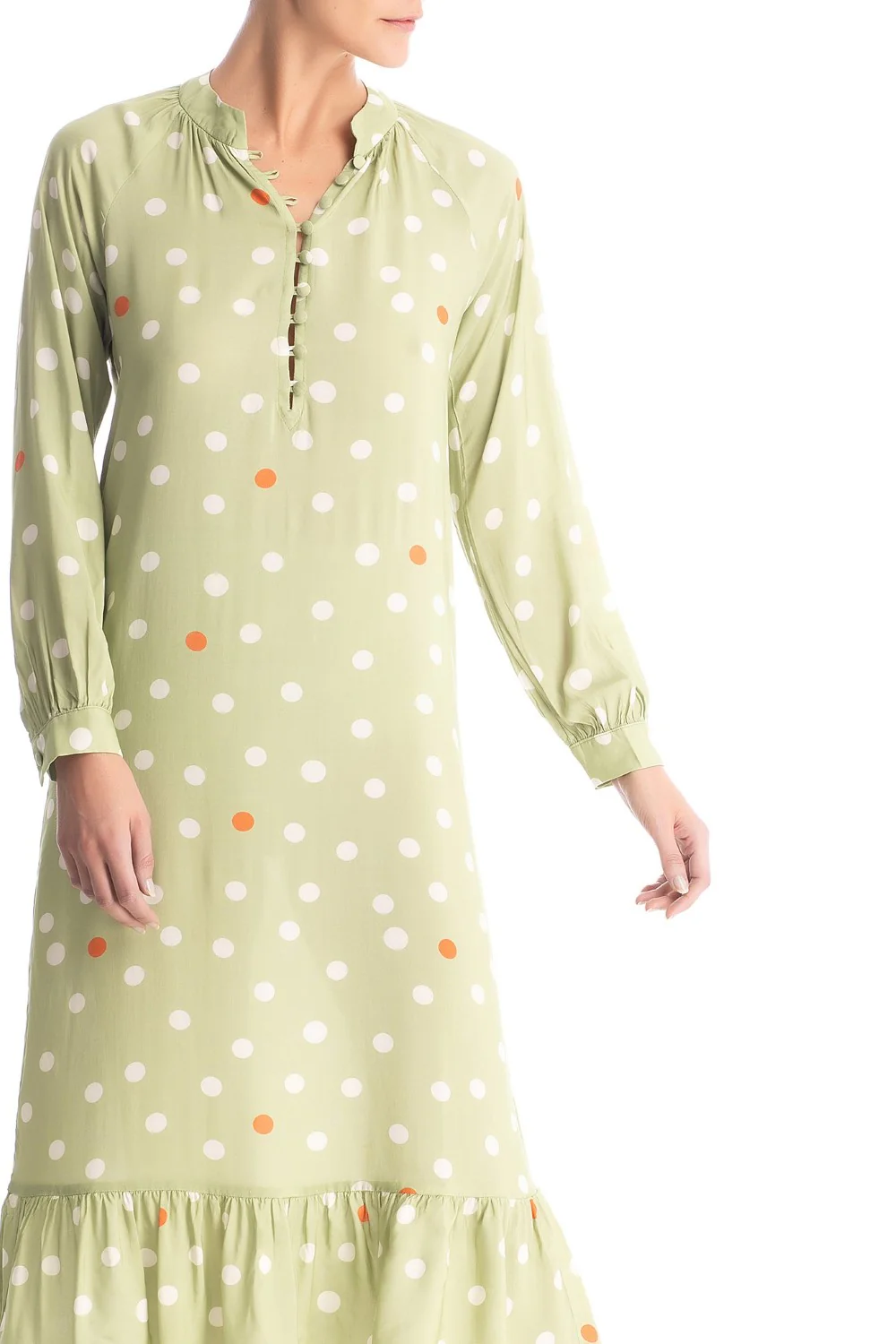 Vintage Pois Long Sleeve Midi Dress - Image 3