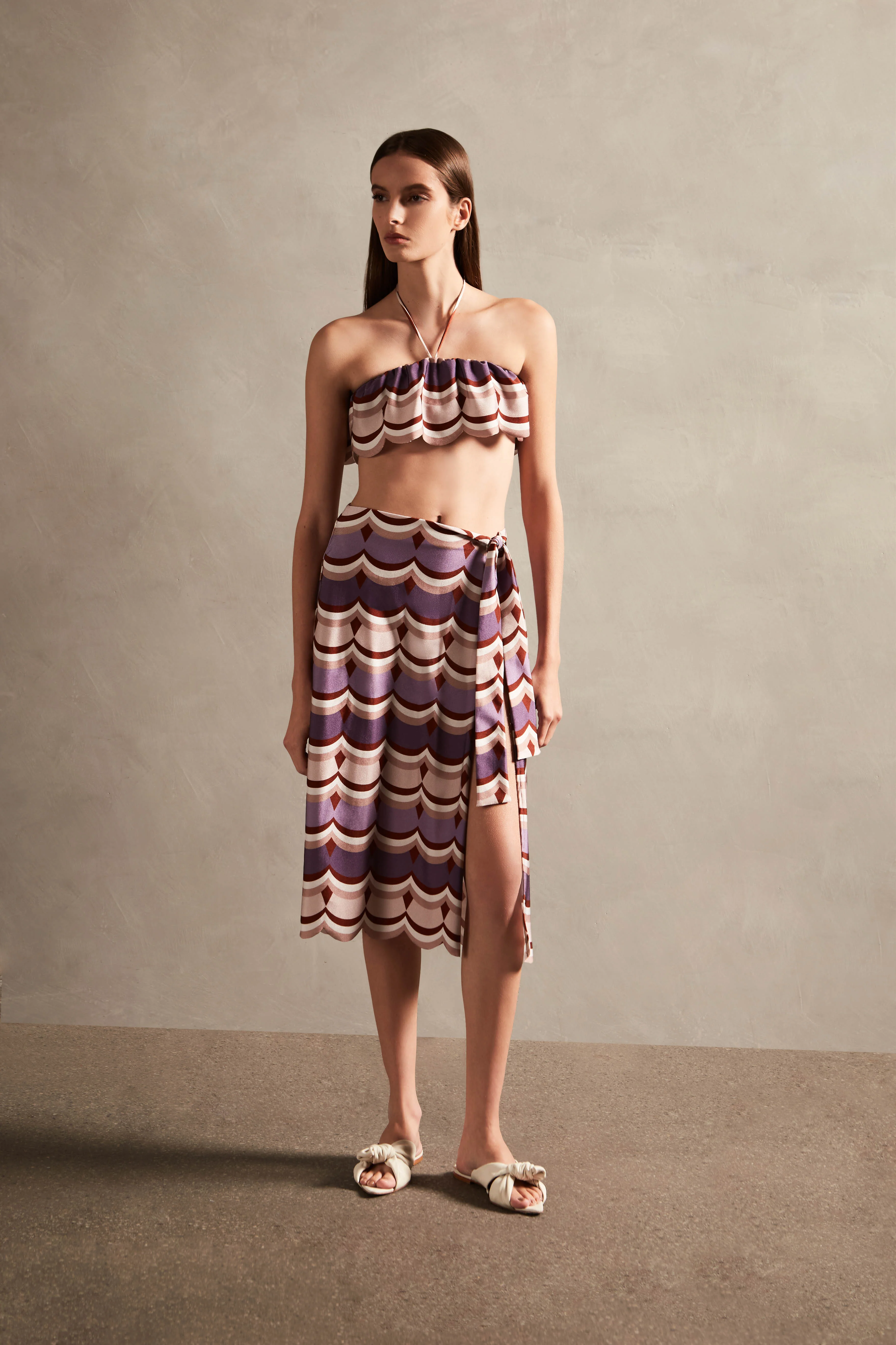 Vintage Waves Midi Skirt