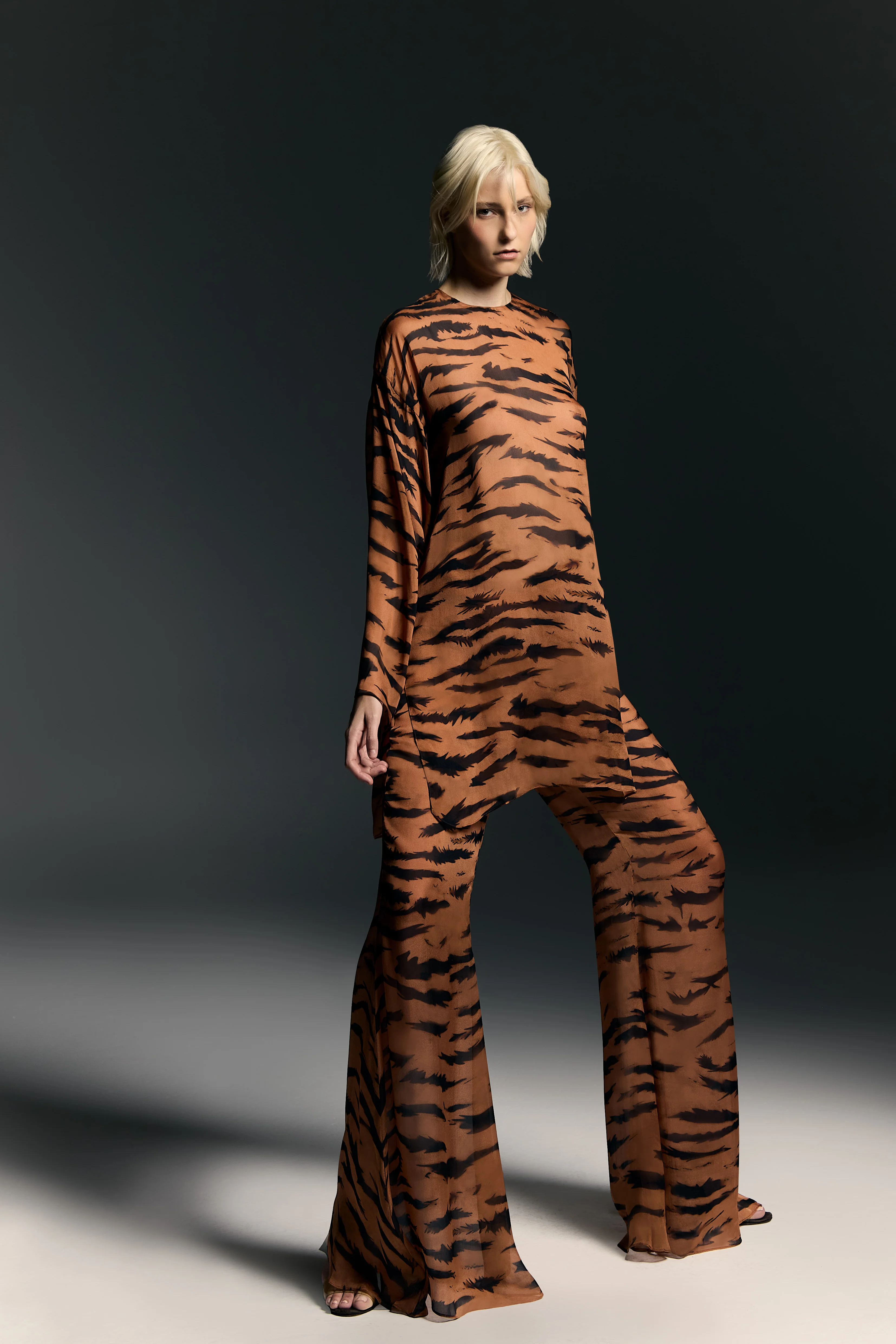 Wide Sleeve Silk Mini Dress - Image 3